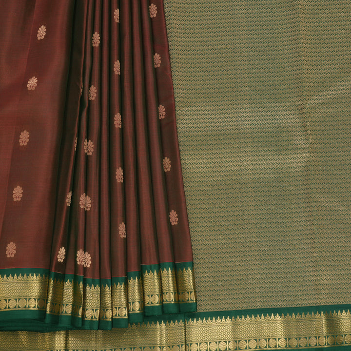 Hayagrivas Handloom Manthalir Kanjivaram Silk Saree with Bottle Green Border KBF688G1-9