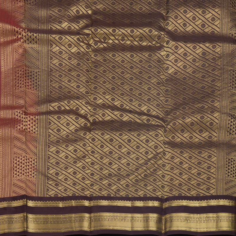 Hayagrivas Handloom Red Kanjivaram Silk Saree with Maroon Border KBF688G2-12