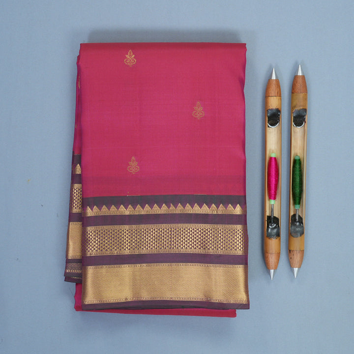 Hayagrivas Handloom Pink Kanjivaram Silk Saree with Manthalir Border KBF688G2-15