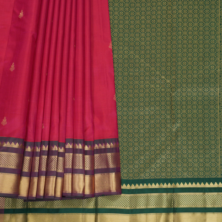 Hayagrivas Handloom Pink Kanjivaram Silk Saree with Manthalir Border KBF688G2-15