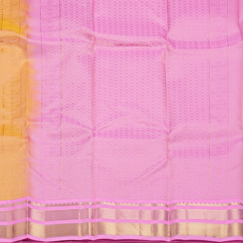 Hayagrivas Handloom Sampanga Yellow Kanjivaram Silk Saree with Rose Pink Border KBF688G2-19