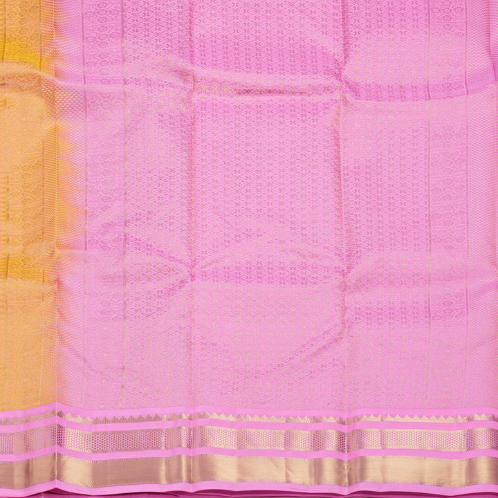 Hayagrivas Handloom Sampanga Yellow Kanjivaram Silk Saree with Rose Pink Border KBF688G2-19