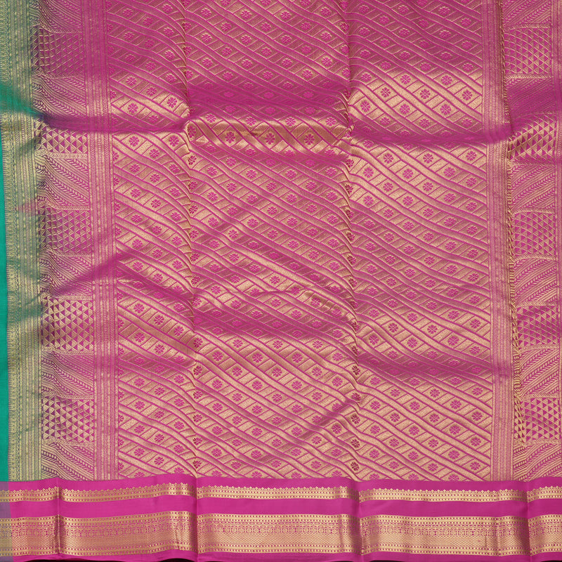 Hayagrivas Handloom Green Kanjivaram Silk Saree with Purple Border KBF688G2-28