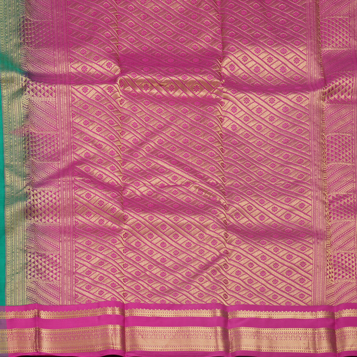Hayagrivas Handloom Green Kanjivaram Silk Saree with Purple Border KBF688G2-28