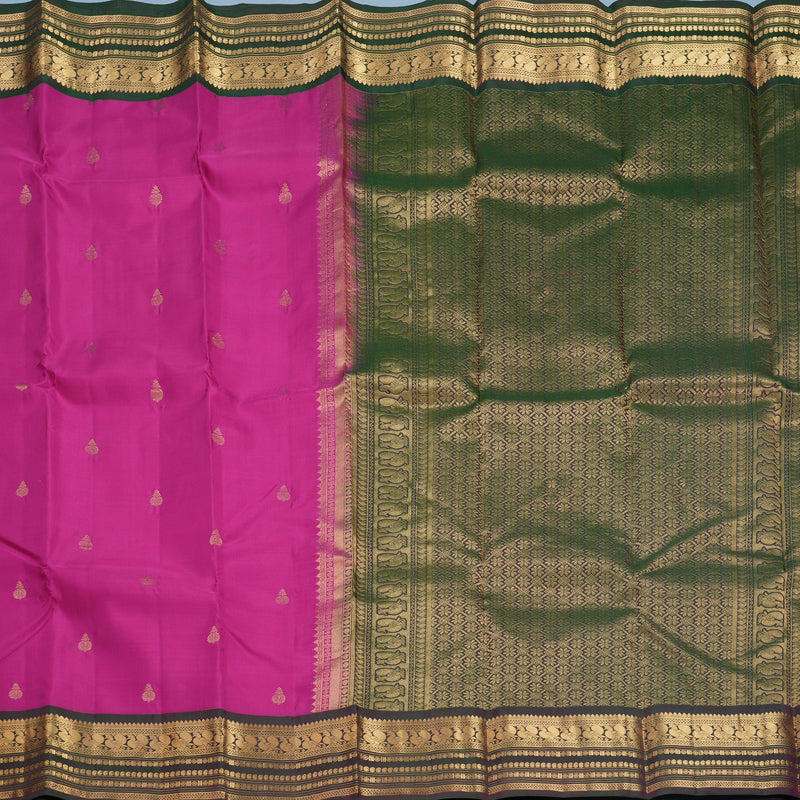 Hayagrivas Handloom Magenta-Pink Kanjivaram Silk Saree with Manthalir Border KBF688G2-29