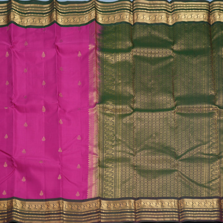 Hayagrivas Handloom Magenta-Pink Kanjivaram Silk Saree with Manthalir Border KBF688G2-29