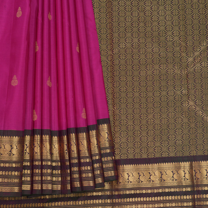 Hayagrivas Handloom Magenta-Pink Kanjivaram Silk Saree with Manthalir Border KBF688G2-29