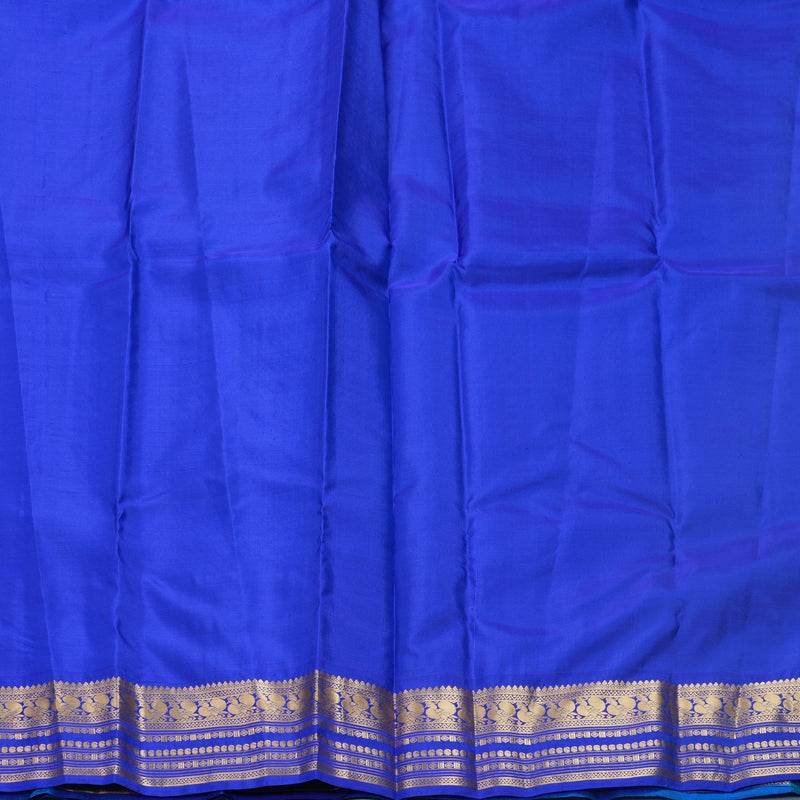 Hayagrivas Handloom Aqua Green Kanjivaram Silk Saree with Blue Border KBF688G2-3