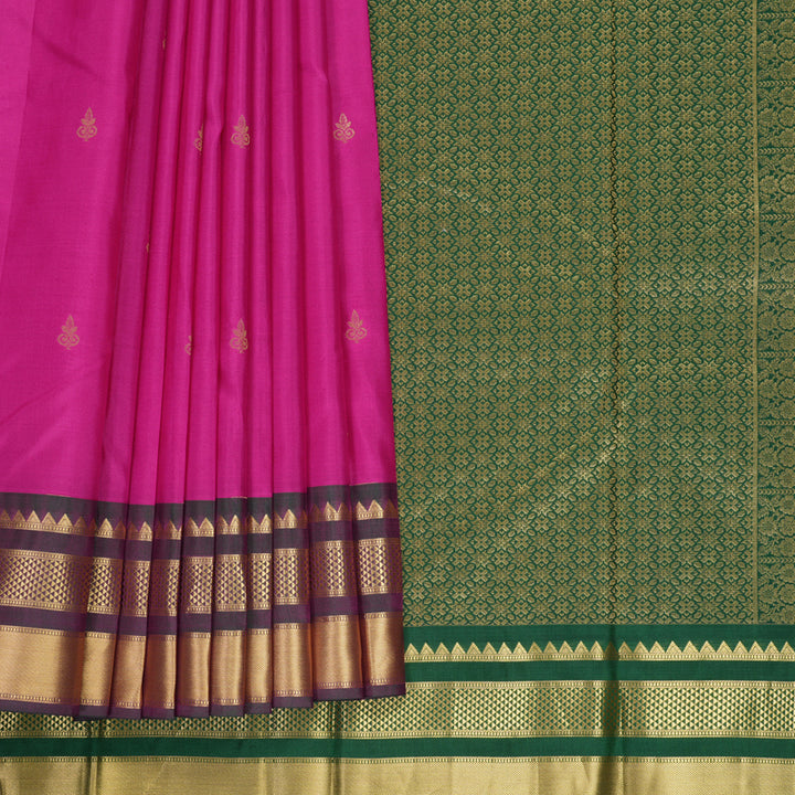 Hayagrivas Handloom Magenta-Pink Kanjivaram Silk Saree with Manthalir Border KBF688G2-30