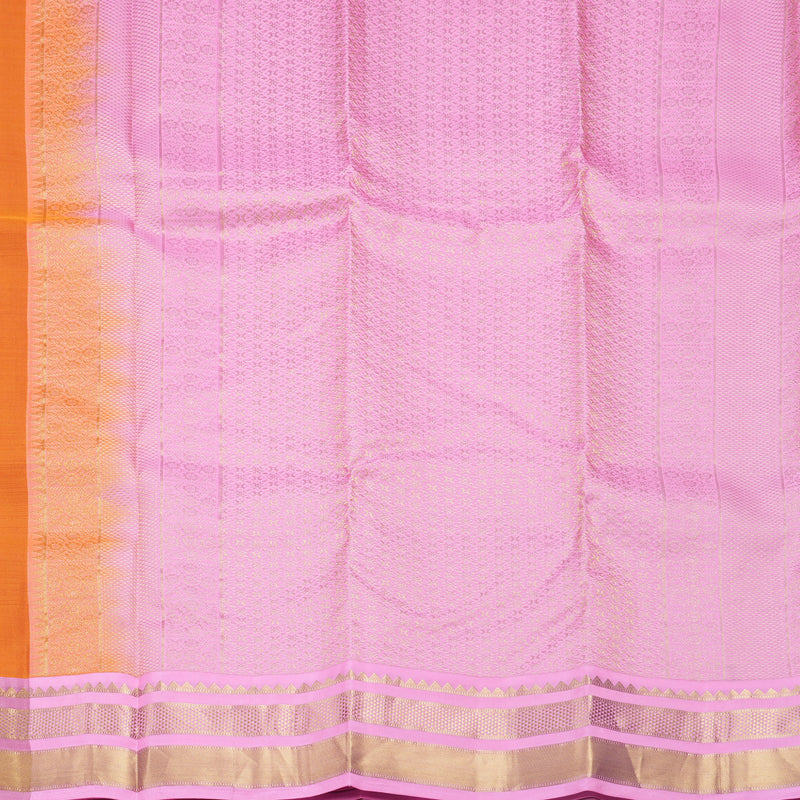 Hayagrivas Handloom Rust Orange Kanjivaram Silk Saree with Baby Pink Border KBF688G2-8
