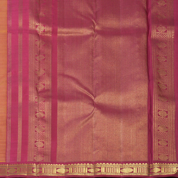 Hayagrivas Handloom Yellow Kanjivaram Silk Saree with Maroon Border KBF689G10-1