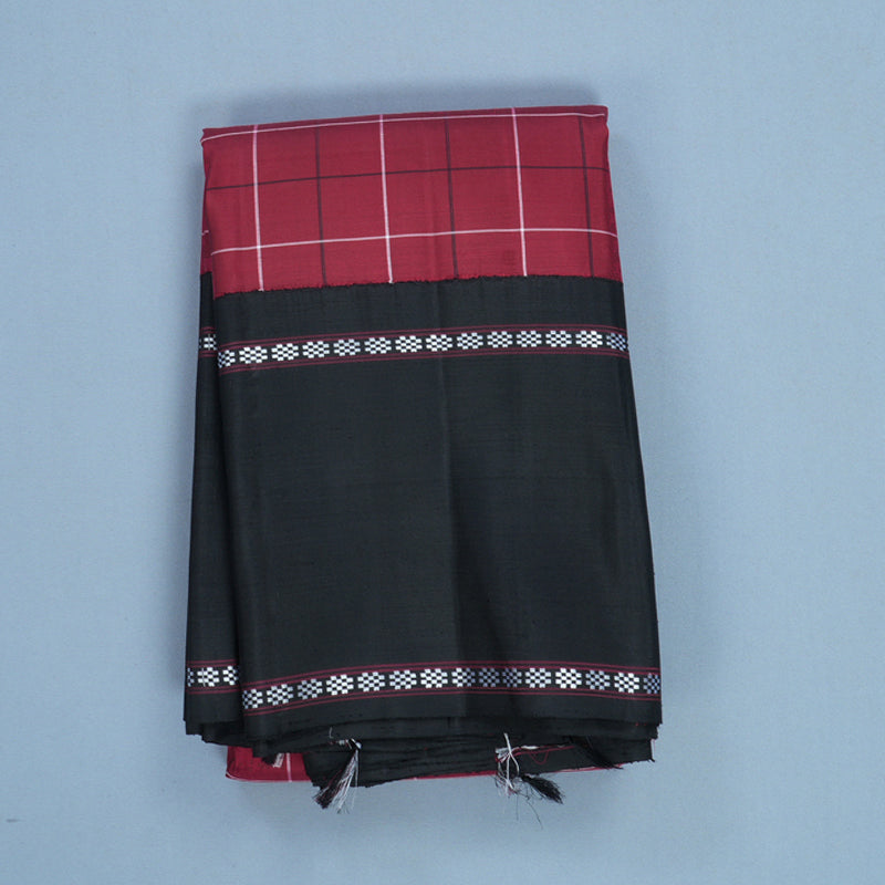 Hayagrivas Handloom Maroon Kanjivaram Silk Saree with Black Border KBF689G2-1