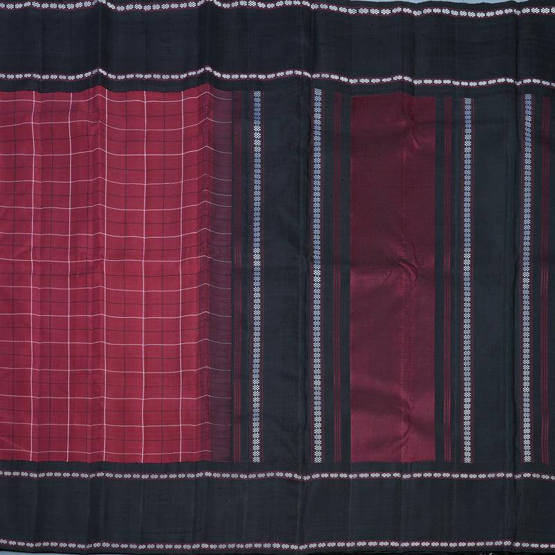 Hayagrivas Handloom Maroon Kanjivaram Silk Saree with Black Border KBF689G2-1