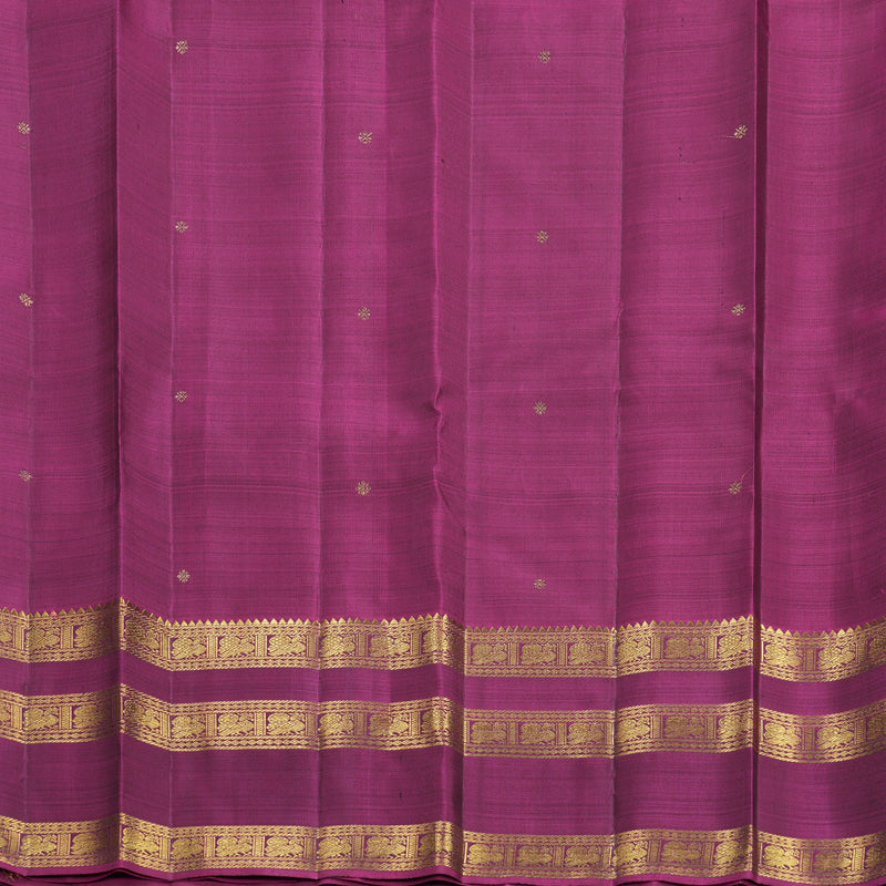 Hayagrivas Handloom Greenish-Grey Kanjivaram Silk Saree with Vadamalli Purple Border KBF689G7-1