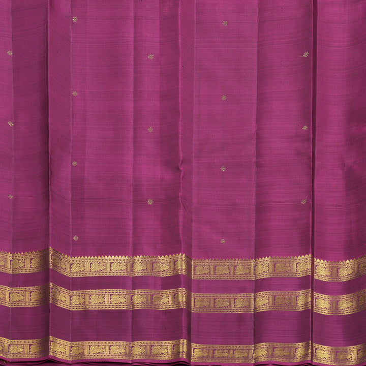 Hayagrivas Handloom Greenish-Grey Kanjivaram Silk Saree with Vadamalli Purple Border KBF689G7-1