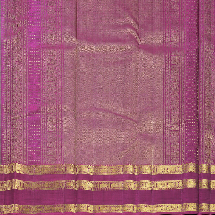 Hayagrivas Handloom Greenish-Grey Kanjivaram Silk Saree with Vadamalli Purple Border KBF689G7-1