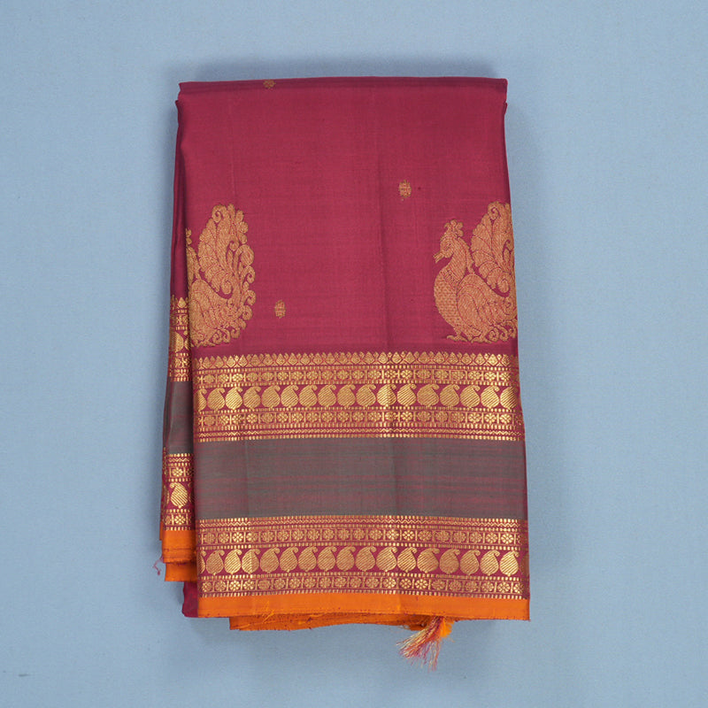 Hayagrivas Handloom Maroon Kanjivaram Silk Saree with Manthalir Border KBF689G8-1