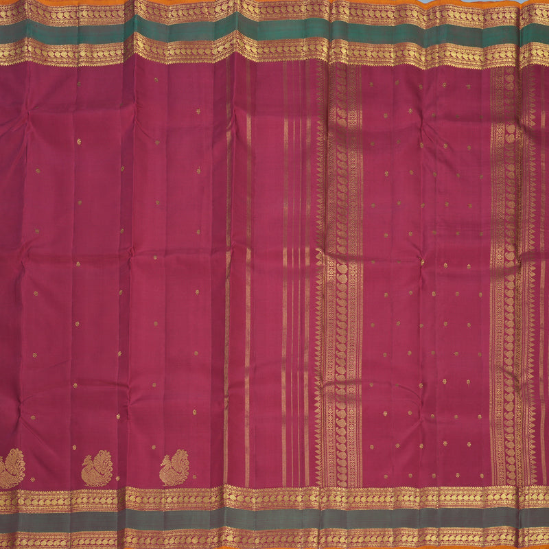 Hayagrivas Handloom Maroon Kanjivaram Silk Saree with Manthalir Border KBF689G8-1