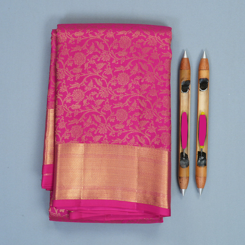 Hayagrivas Handloom Rani Pink Kanjivaram Silk Saree KBF690G10-1