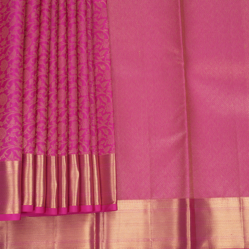 Hayagrivas Handloom Rani Pink Kanjivaram Silk Saree KBF690G10-1