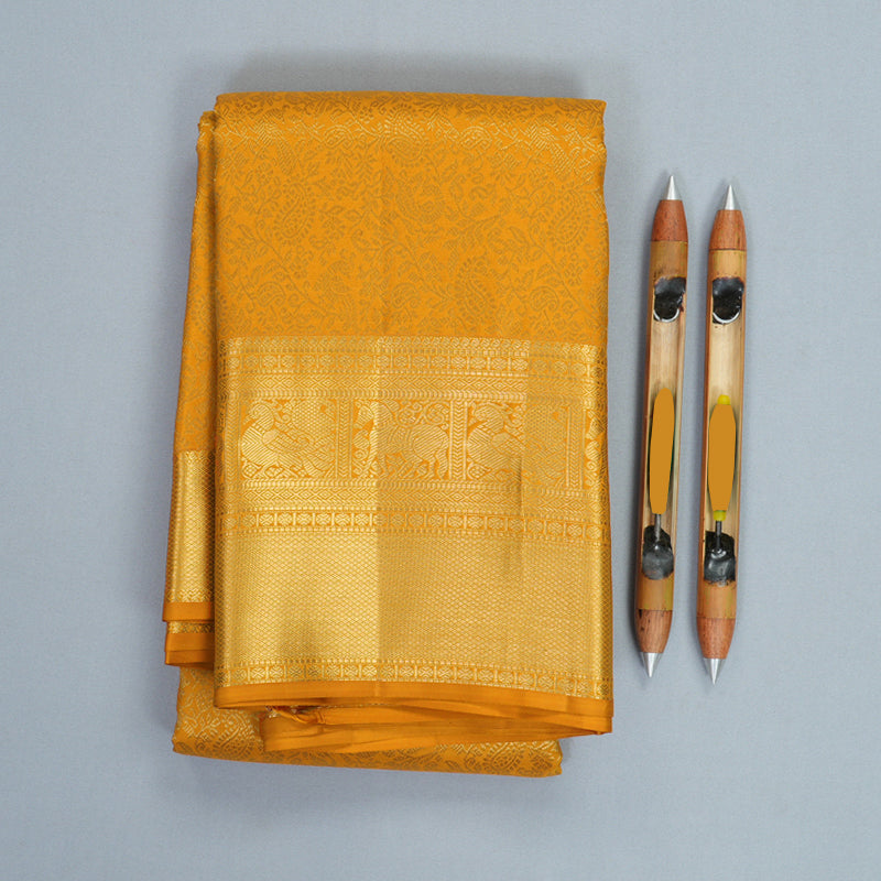 Hayagrivas Handloom Mustard Yellow Kanjivaram Silk Saree KBF690G12-1