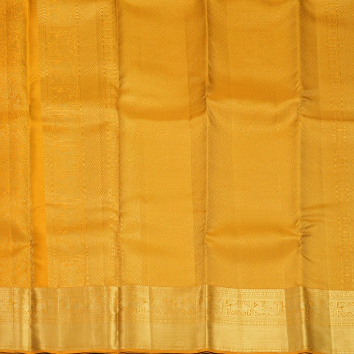 Hayagrivas Handloom Mustard Yellow Kanjivaram Silk Saree KBF690G12-1