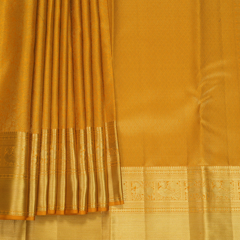 Hayagrivas Handloom Mustard Yellow Kanjivaram Silk Saree KBF690G12-1