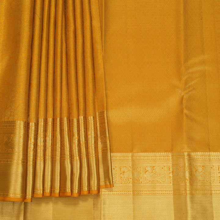 Hayagrivas Handloom Mustard Yellow Kanjivaram Silk Saree KBF690G12-1