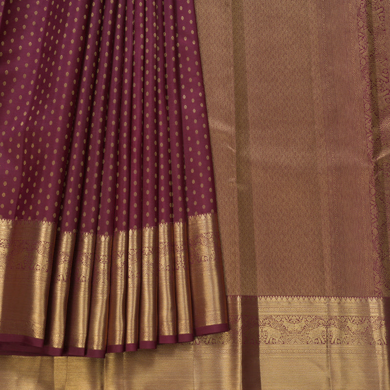 Hayagrivas Handloom Burgundy Kanjivaram Silk Saree KBF690G13-1