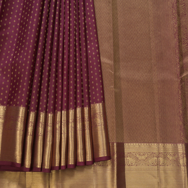 Hayagrivas Handloom Burgundy Kanjivaram Silk Saree KBF690G13-1