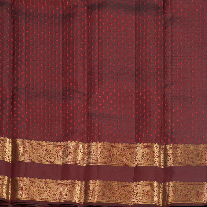Hayagrivas Handloom Rusty Maroon Kanjivaram Silk Saree KBF690G14-3