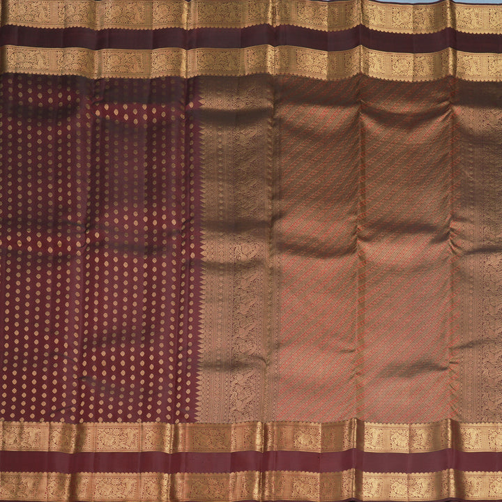 Hayagrivas Handloom Rusty Maroon Kanjivaram Silk Saree KBF690G14-3