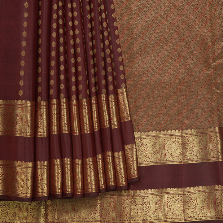 Hayagrivas Handloom Rusty Maroon Kanjivaram Silk Saree KBF690G14-3