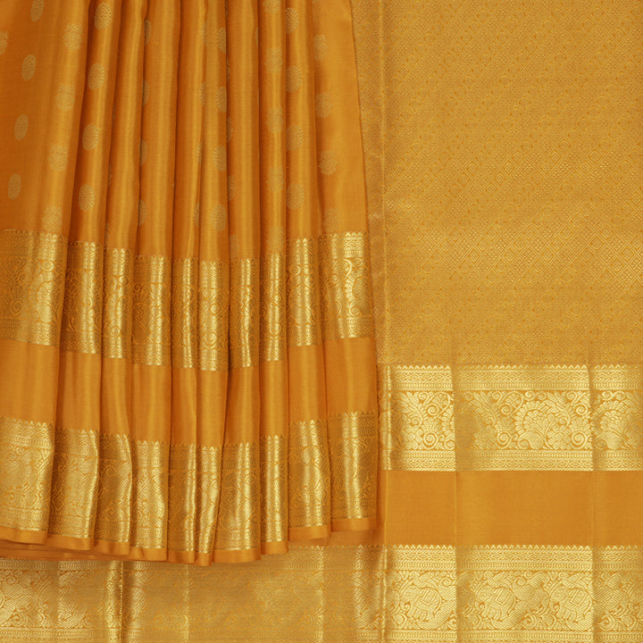 Hayagrivas Handloom Turmeric Orange Kanjivaram Silk Saree KBF690G14-4