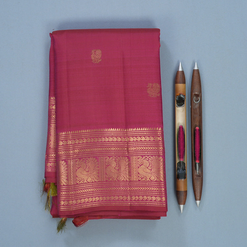 Hayagrivas Handloom Dark Pink Kanjivaram Silk Saree KBF690G2-2