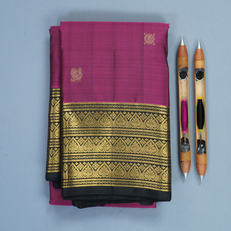 Hayagrivas Handloom Vadamalli Purple Kanjivaram Silk Saree with Black Border KBF690G2-3