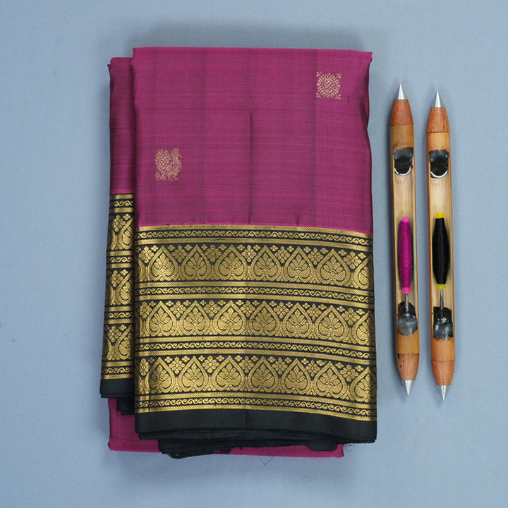 Hayagrivas Handloom Vadamalli Purple Kanjivaram Silk Saree with Black Border KBF690G2-3