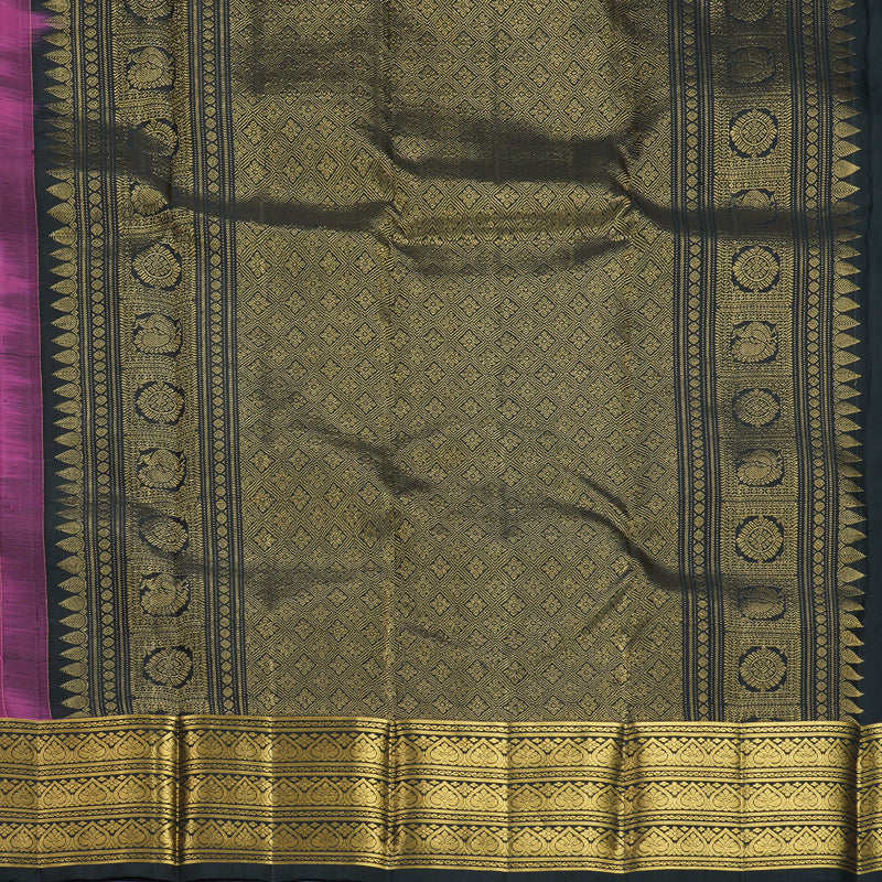 Hayagrivas Handloom Vadamalli Purple Kanjivaram Silk Saree with Black Border KBF690G2-3