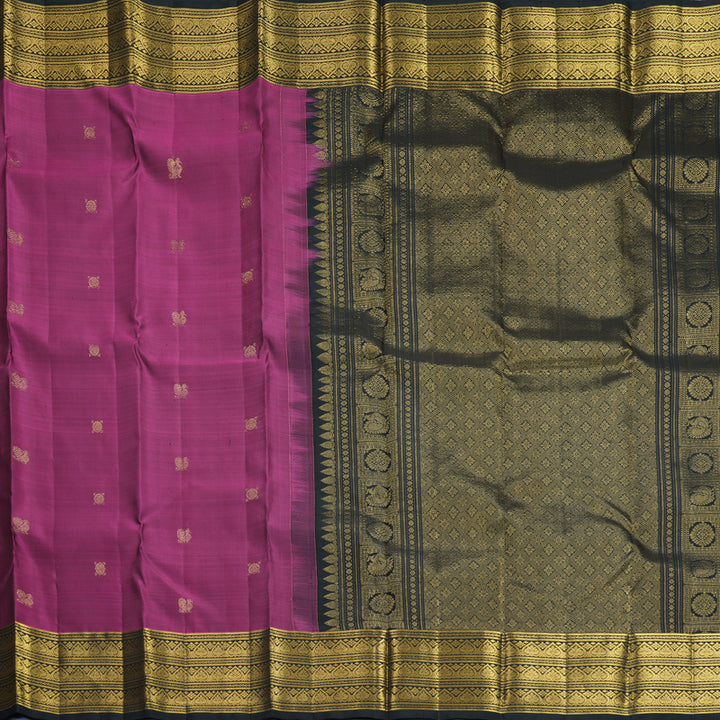 Hayagrivas Handloom Vadamalli Purple Kanjivaram Silk Saree with Black Border KBF690G2-3
