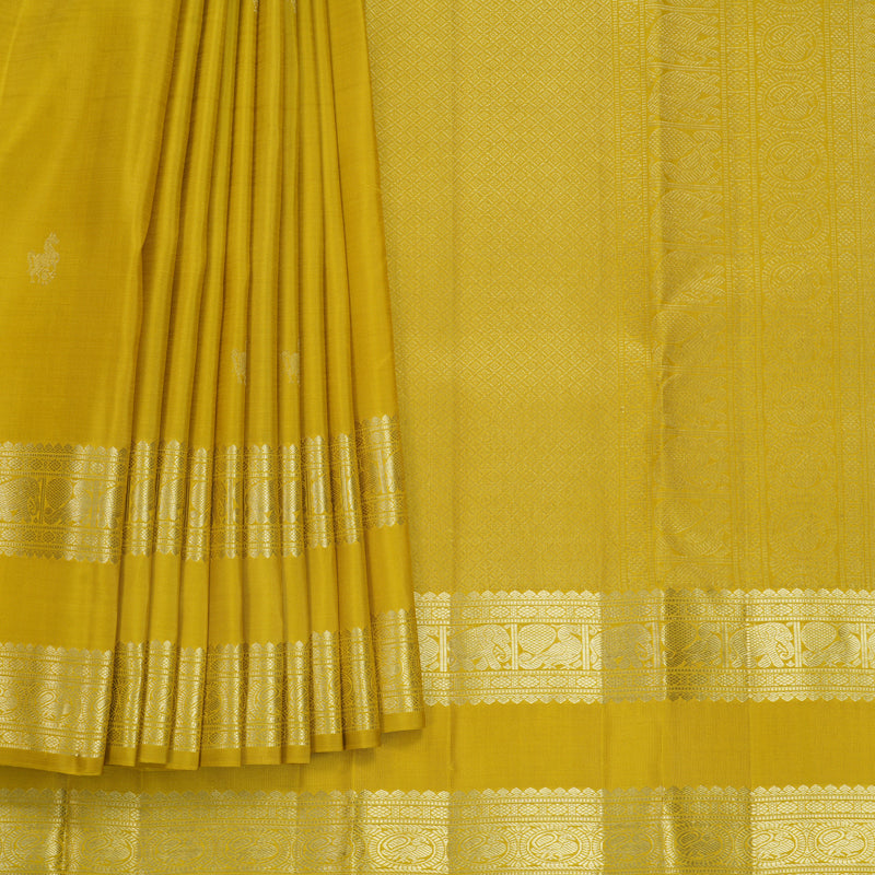 Hayagrivas Handloom Sampanga Yellow Kanjivaram Silk Saree KBF690G4-1