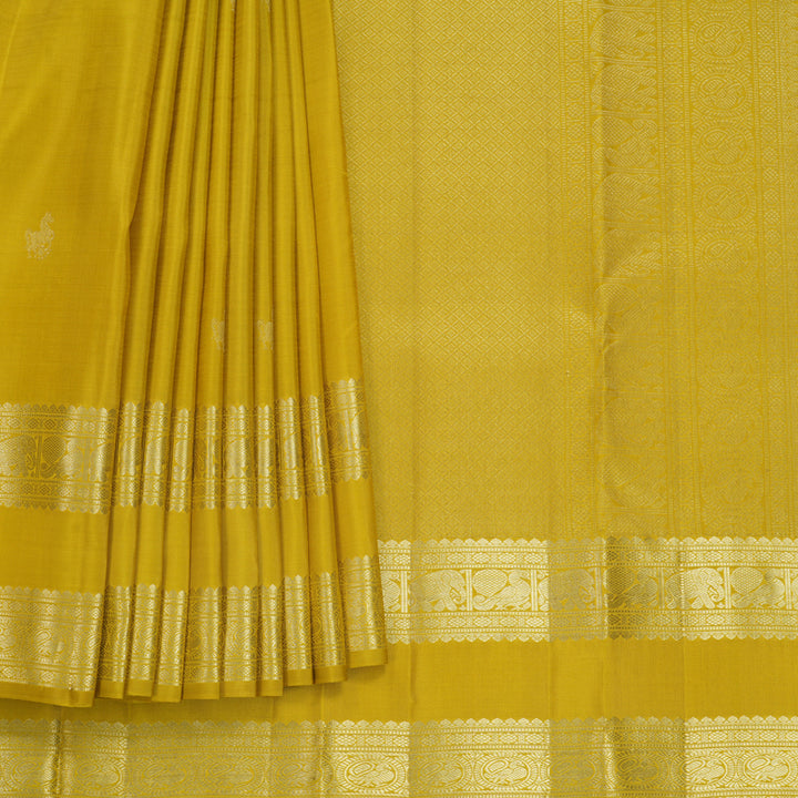 Hayagrivas Handloom Sampanga Yellow Kanjivaram Silk Saree KBF690G4-1
