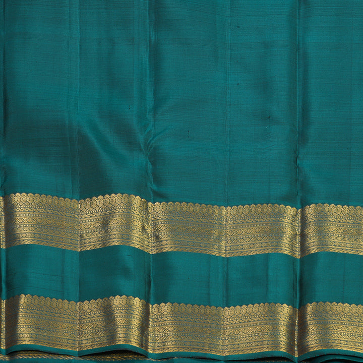 Hayagrivas Handloom Rust Orange Kanjivaram Silk Saree with Peacock Green Border KBF690G4-2