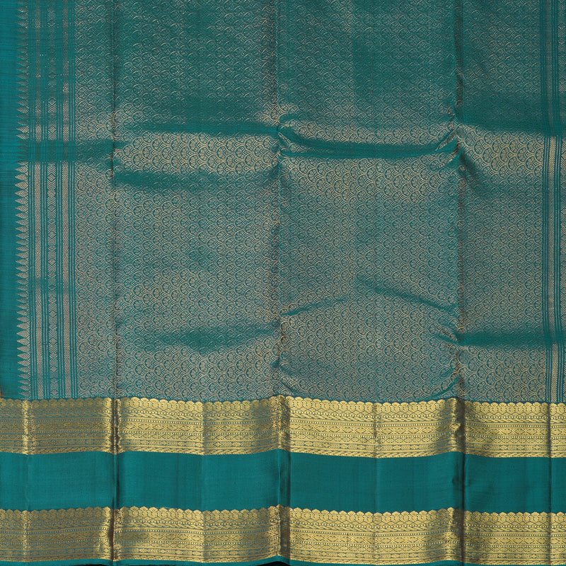 Hayagrivas Handloom Rust Orange Kanjivaram Silk Saree with Peacock Green Border KBF690G4-2