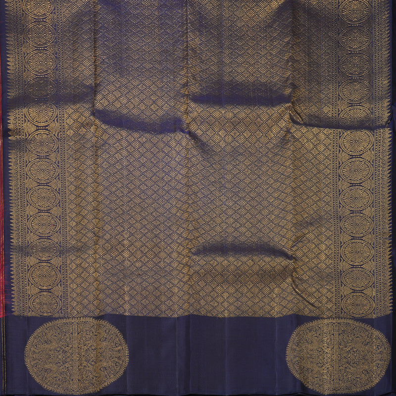 Hayagrivas Handloom Wine Maroon Kanjivaram Silk Saree with Navy Blue Border KBF690G5-1