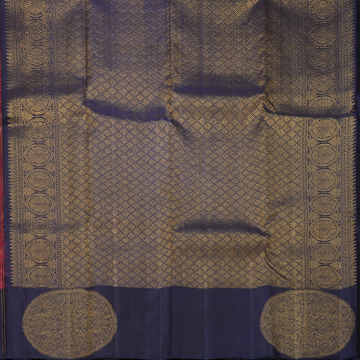 Hayagrivas Handloom Wine Maroon Kanjivaram Silk Saree with Navy Blue Border KBF690G5-1