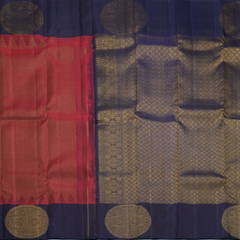 Hayagrivas Handloom Wine Maroon Kanjivaram Silk Saree with Navy Blue Border KBF690G5-1