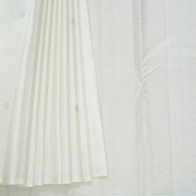 Hayagrivas Handloom Milk-White Kanjivaram Silk Saree KBF690G6-1