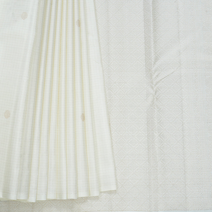 Hayagrivas Handloom Milk-White Kanjivaram Silk Saree KBF690G6-1