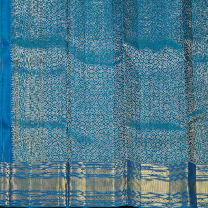 Hayagrivas Handloom Peacock Blue Kanjivaram Silk Saree KBF690G7-2