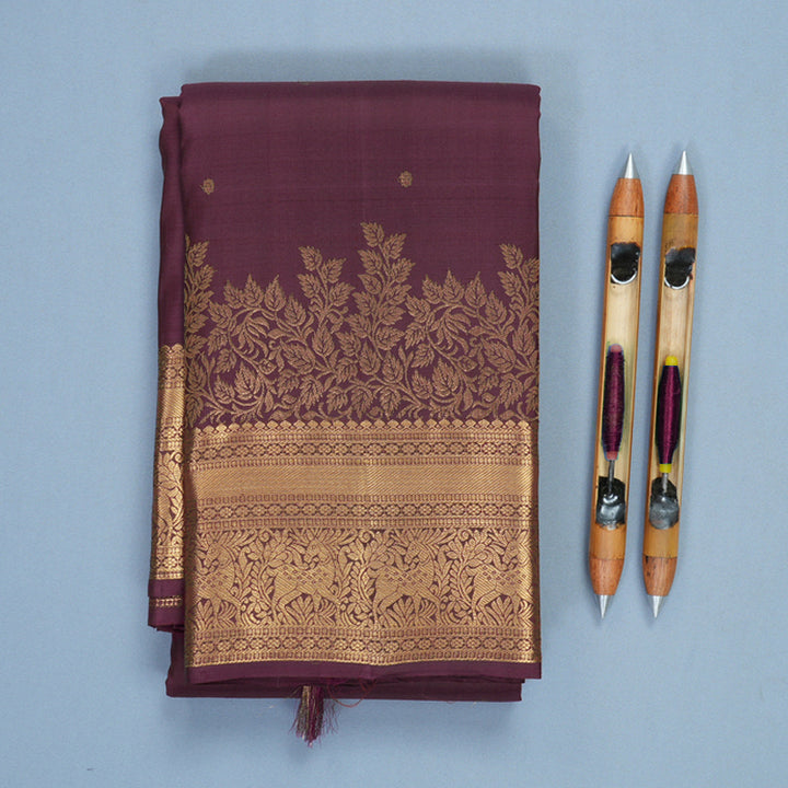 Hayagrivas Handloom Burgundy Kanjivaram Silk Saree KBF690G7-3